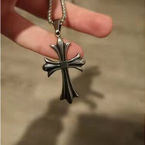 Chrome cross necklace